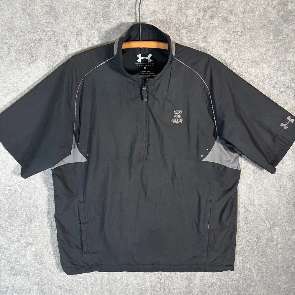 Under Armour Golf Jacket DNA Mens Large Black Short Sleeve 1/4 Zip Windshirt